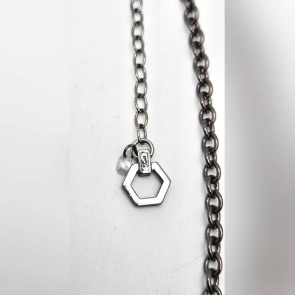 VERA WANG Gunmetal Silver Citrine Rhinestone Statement Necklace - Picture 5 of 6